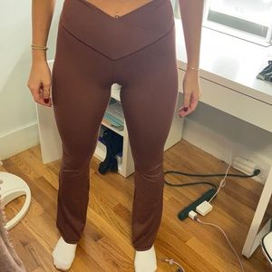 Aerie crossover flare leggings brown